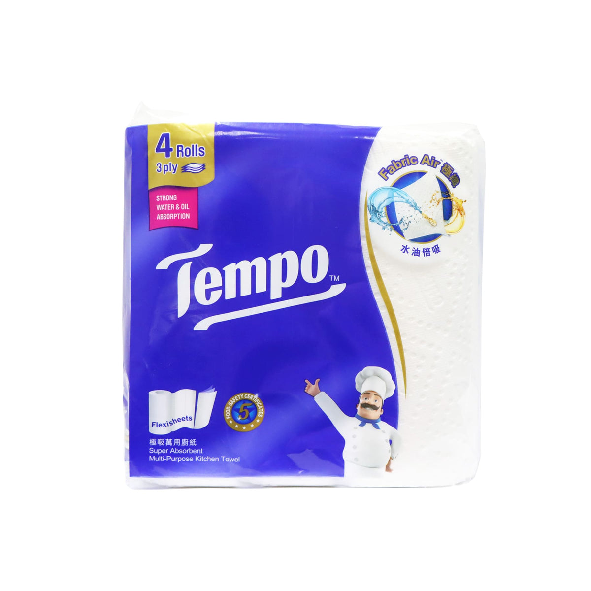 Tempo Super Absorbent Multi Purpose Kitchen Towel (Rolls) 4 Rolls per pack