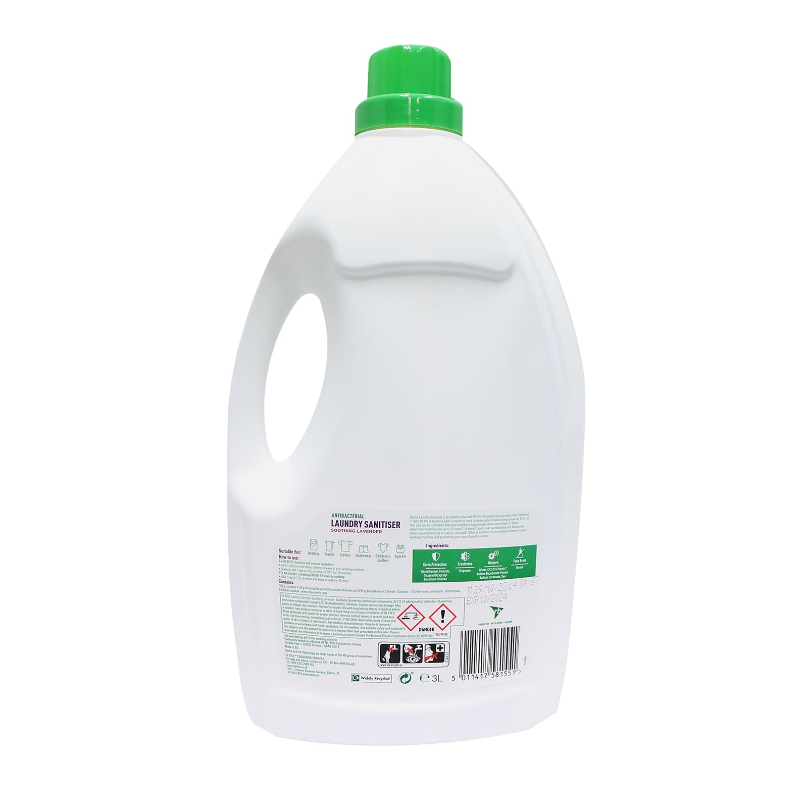 Dettol 滴露 99.9% 殺菌衣物消毒液 3公升家庭經濟裝 (薰衣草香)