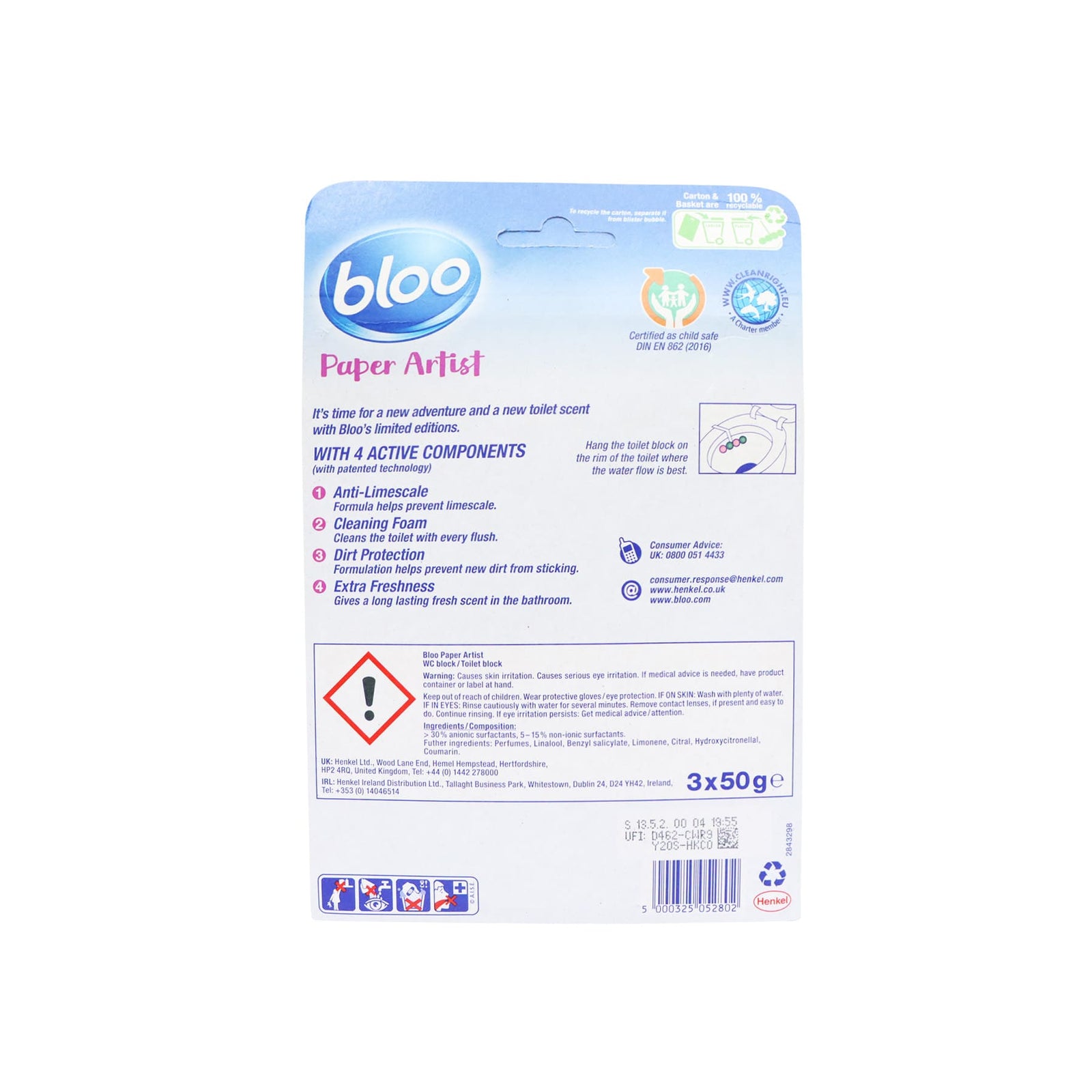 Bloo Clean & Fresh Toilet Block 3pcs (Paper Artist)
