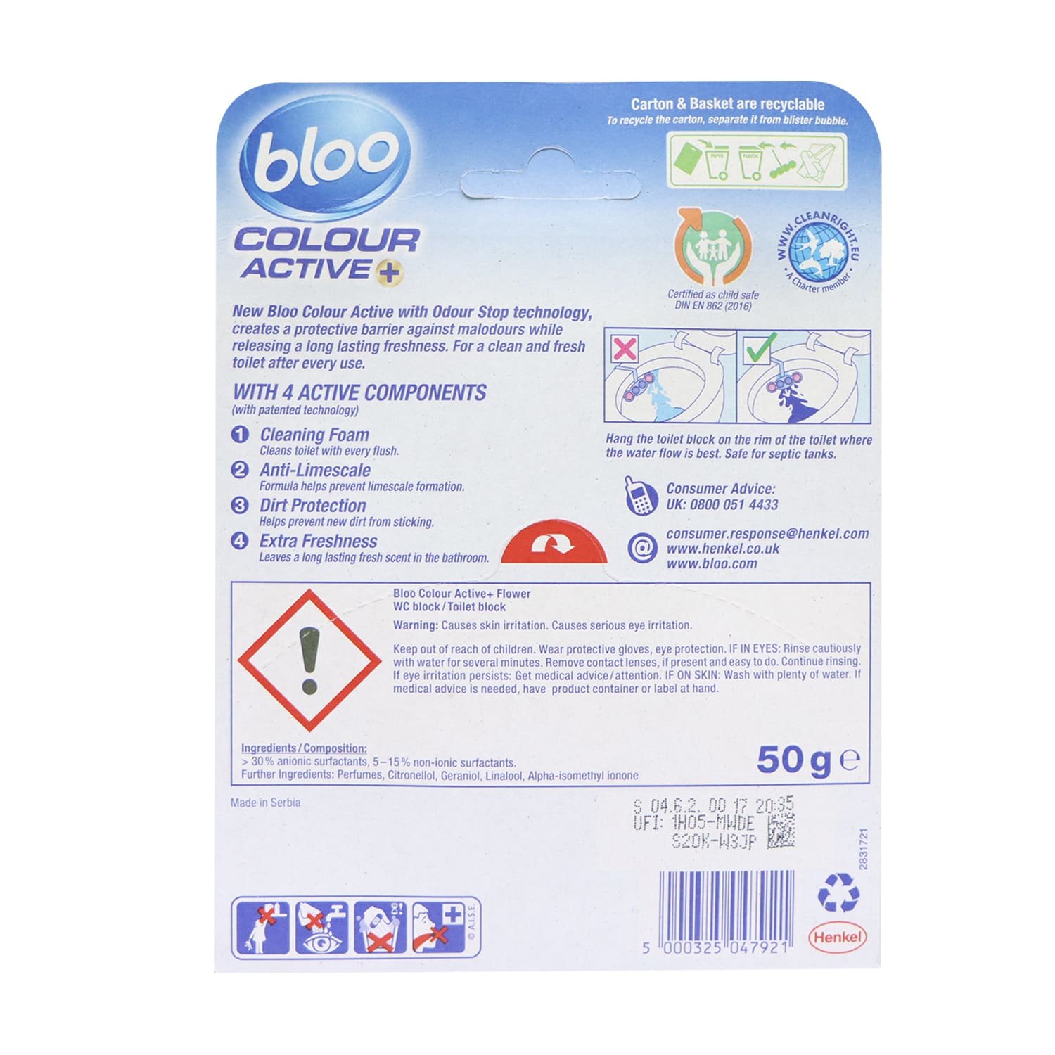 Bloo Colour Active Toilet Block (Flower)