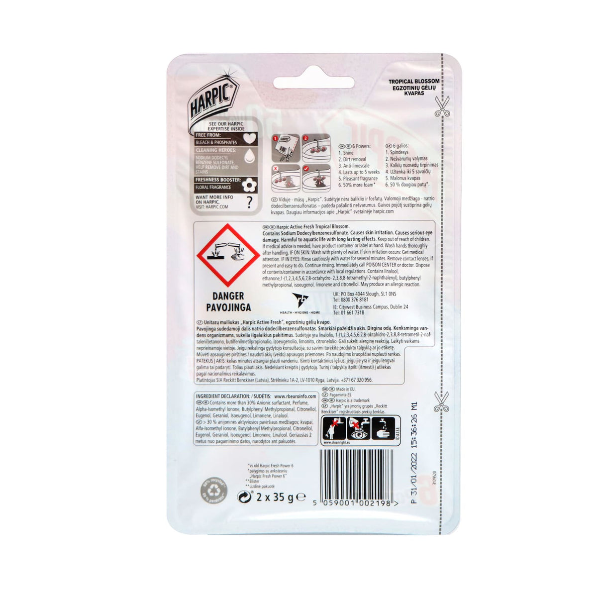 Harpic 瑕辟 強效潔廁清香球 2條裝 (熱帶花香)