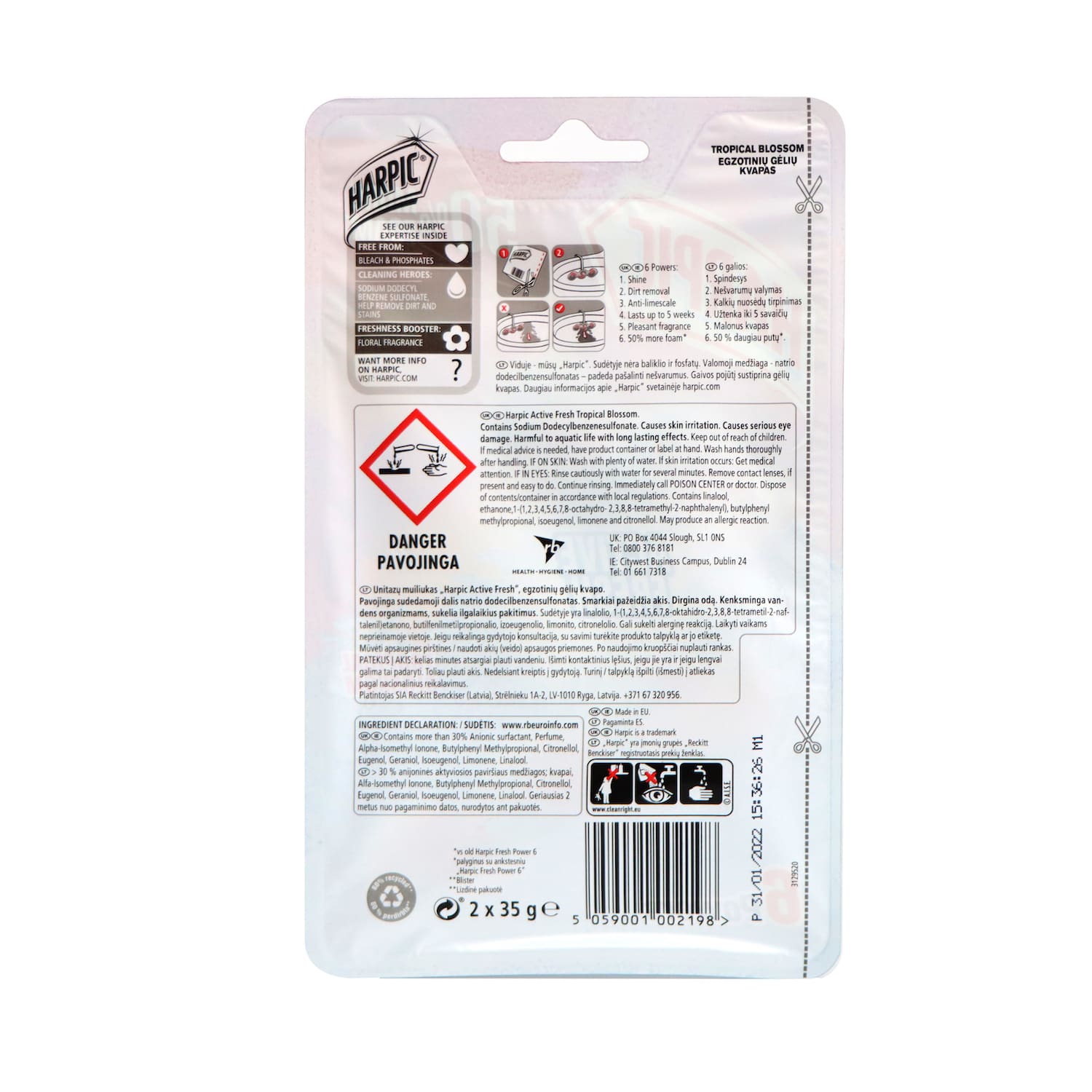 Harpic 瑕辟 強效潔廁清香球 2條裝 (熱帶花香)