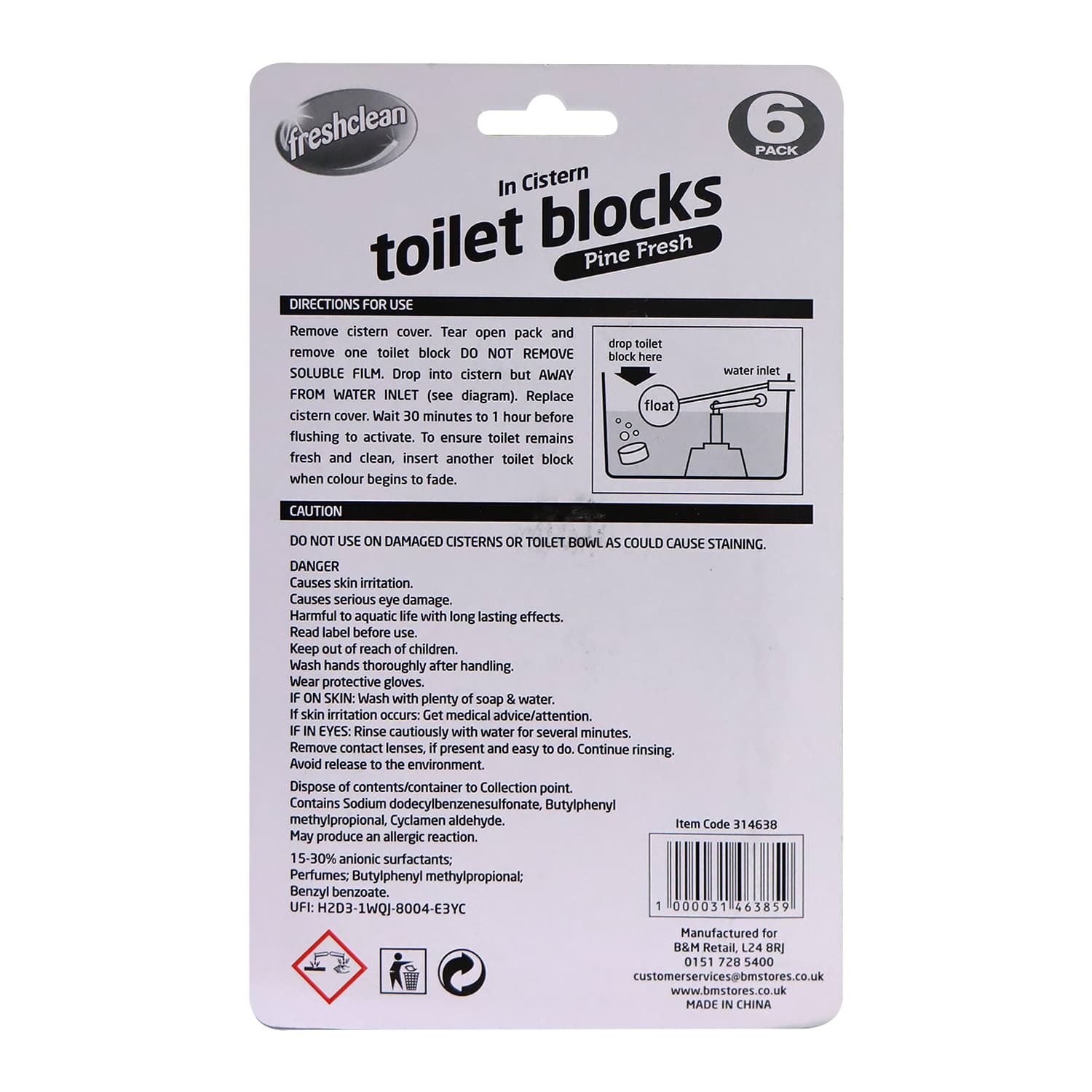 Freshclean Toilet Blocks 6pcs (Pine Fresh)