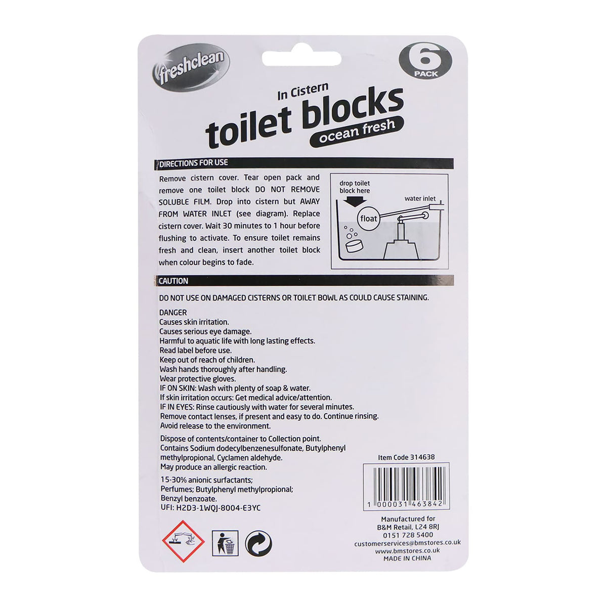 Freshclean Toilet Blocks 6pcs (Ocean Fresh)