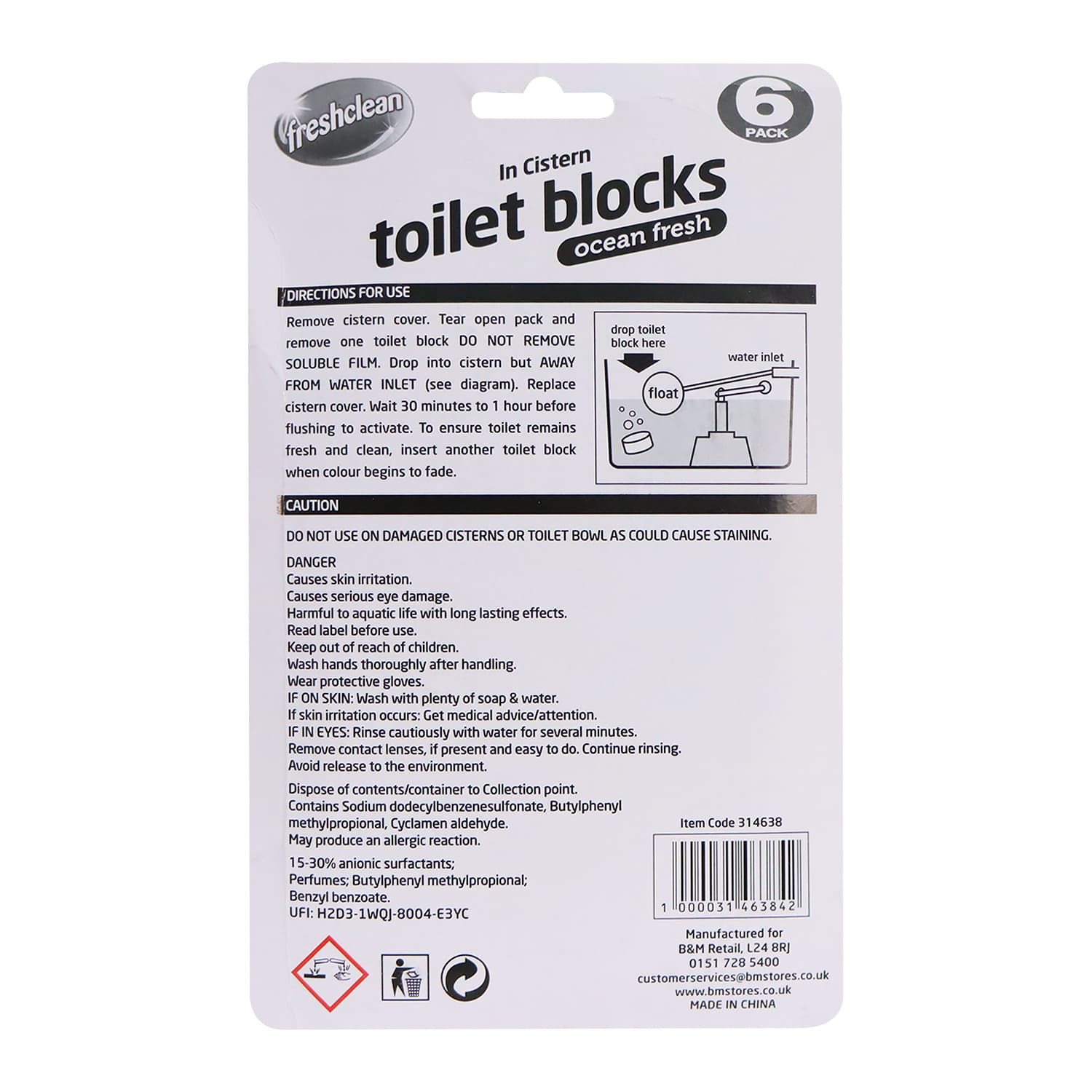 Freshclean Toilet Blocks 6pcs (Ocean Fresh)