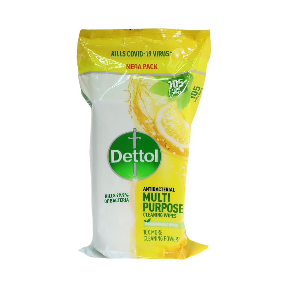 Dettol Antibacterial Multi Purpose Cleaning Wipes 105pcs (Citrus Zest)