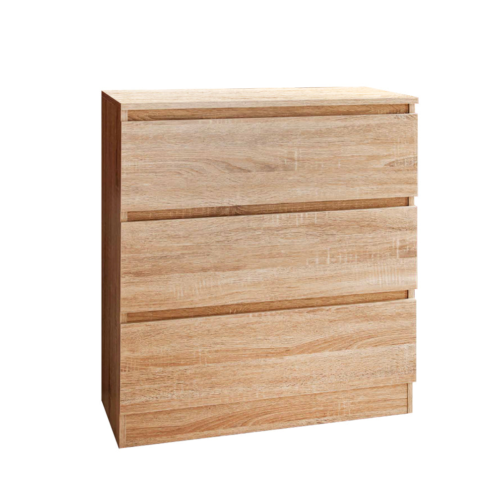原木色三層抽屜儲物櫃