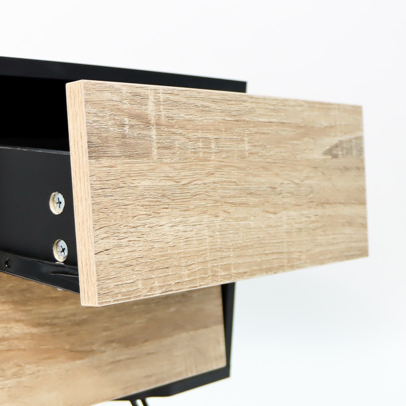 特色雙層抽屜矮櫃  (木色+黑色)-spotondeal.myshopify.com