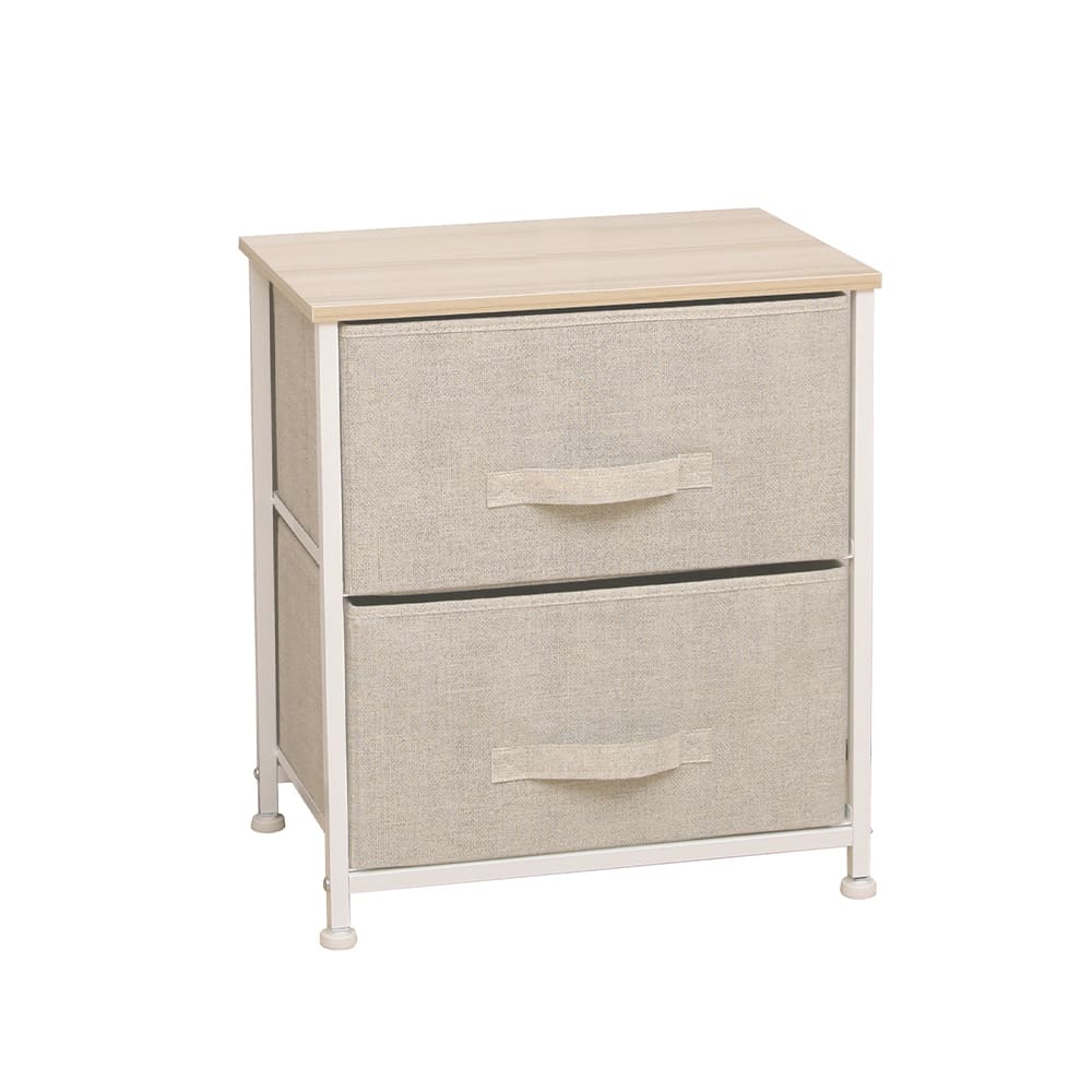 Fabric 2 Drawer Storage Chest Beige