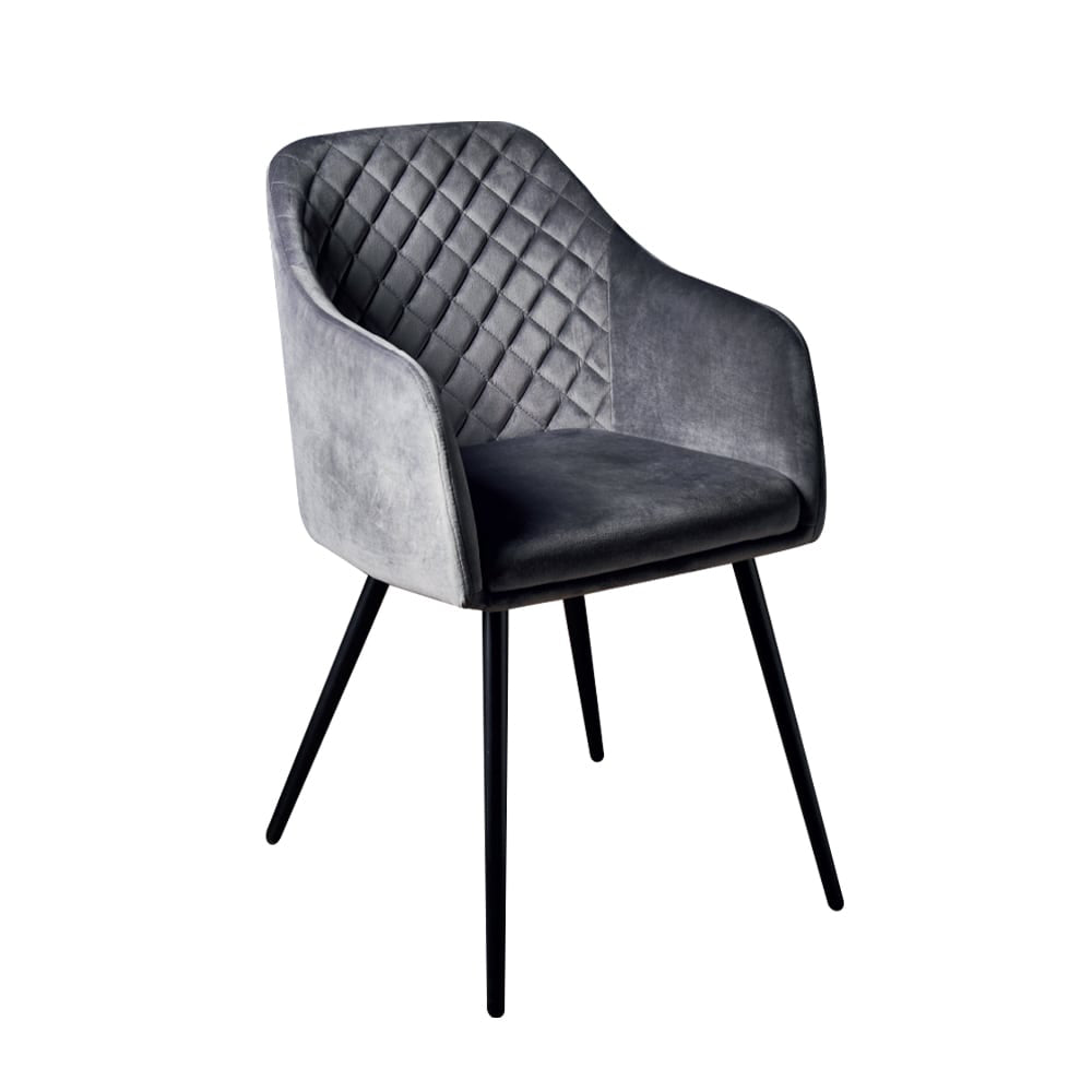 灰色意式絲絨單人靠背餐椅