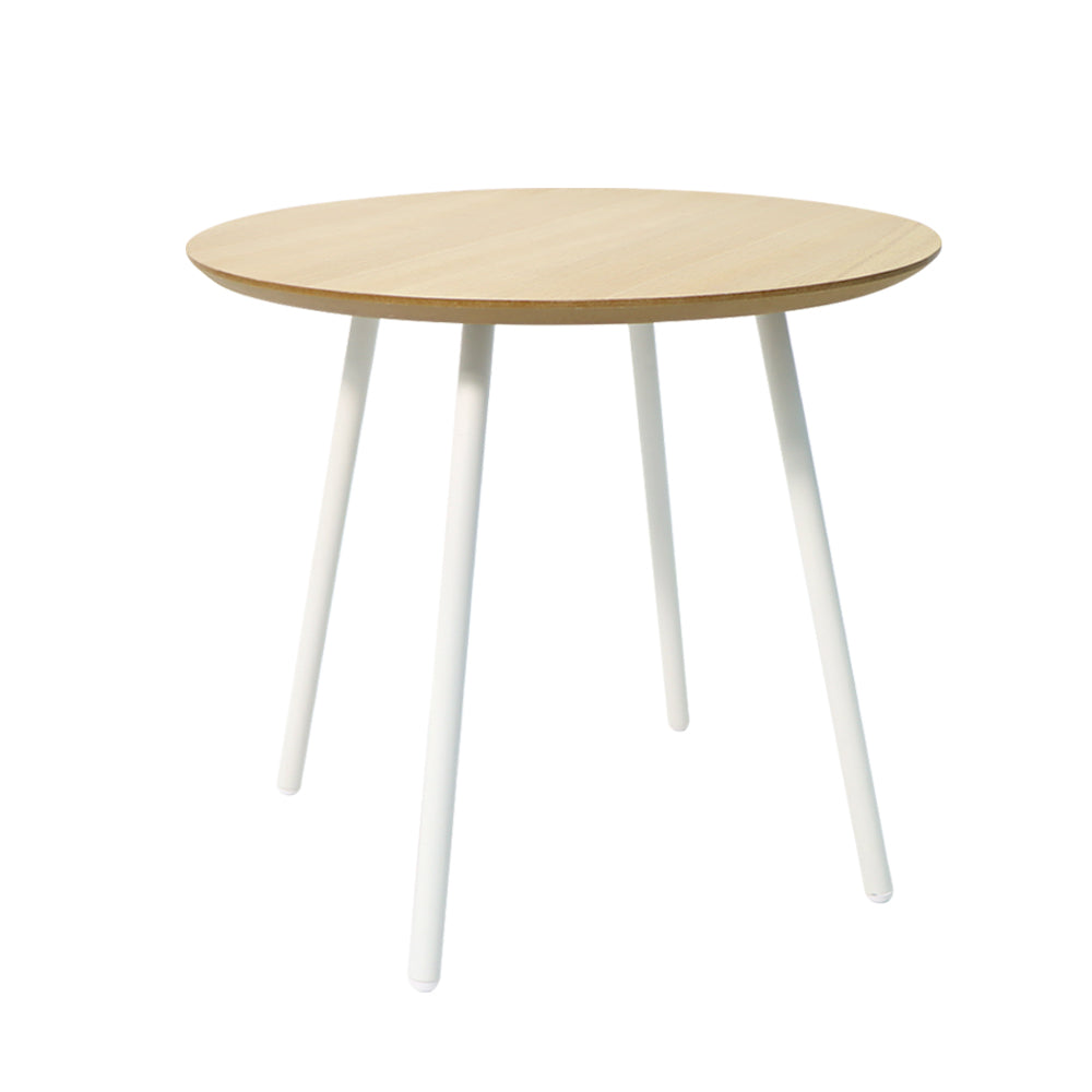 木製圓形茶几桌配白色金屬腳