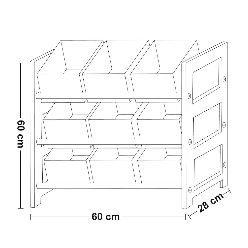 三層收納架連9個不織布籃尺寸