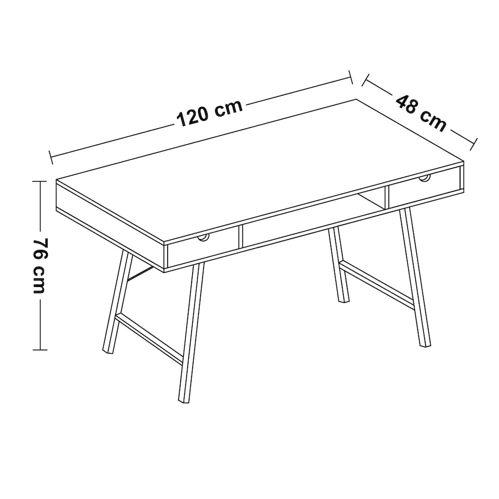 木面書檯連2格儲物抽屜尺寸