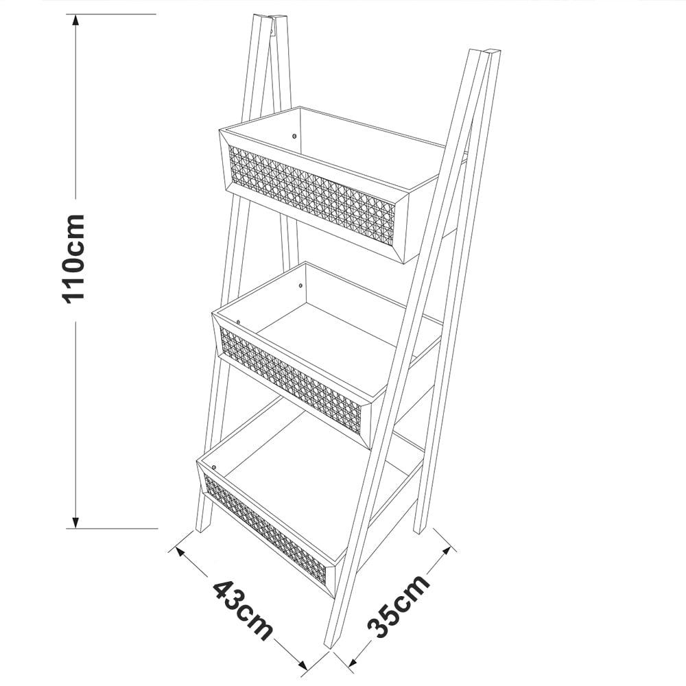 3層梯形層架連置物藤籃尺寸