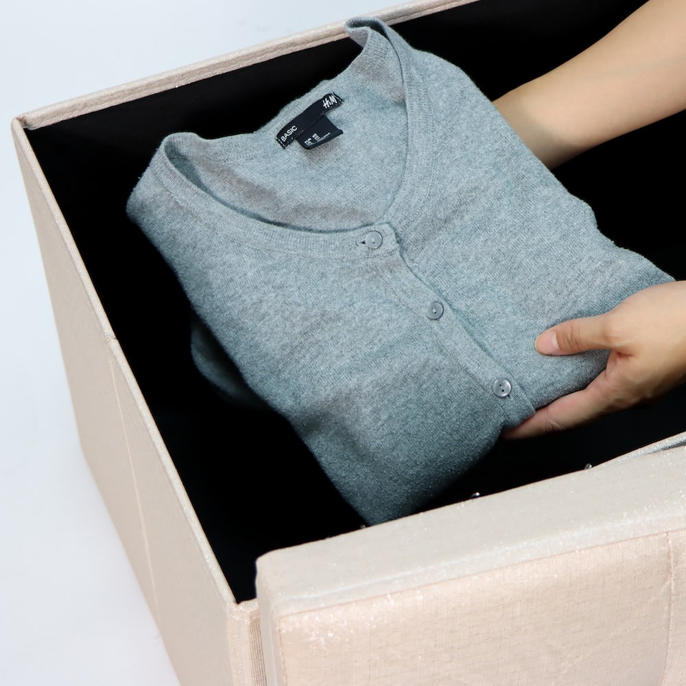 可摺疊閃亮收納長凳以不織布保護內層