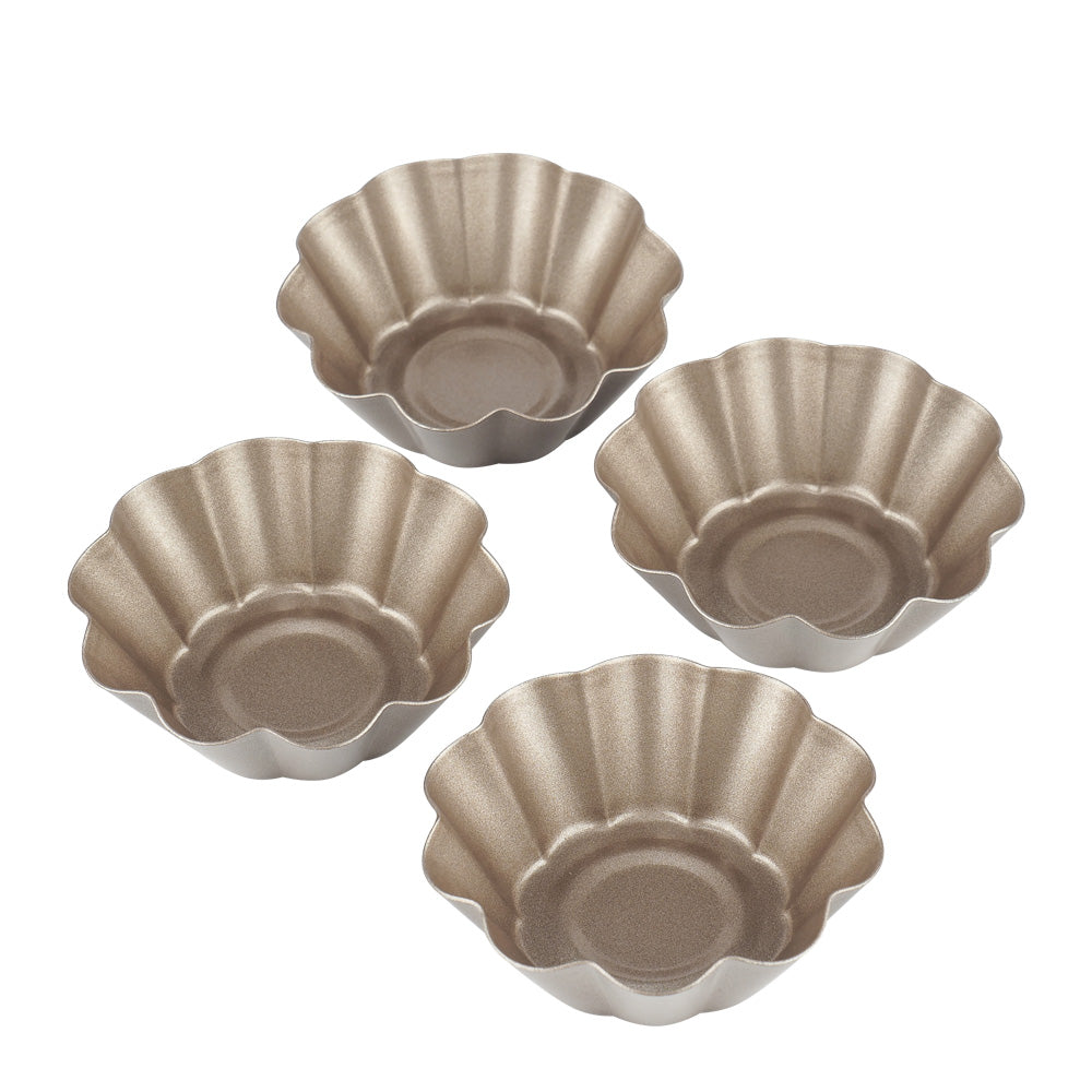 3"金色花形蛋撻模 (4件裝)