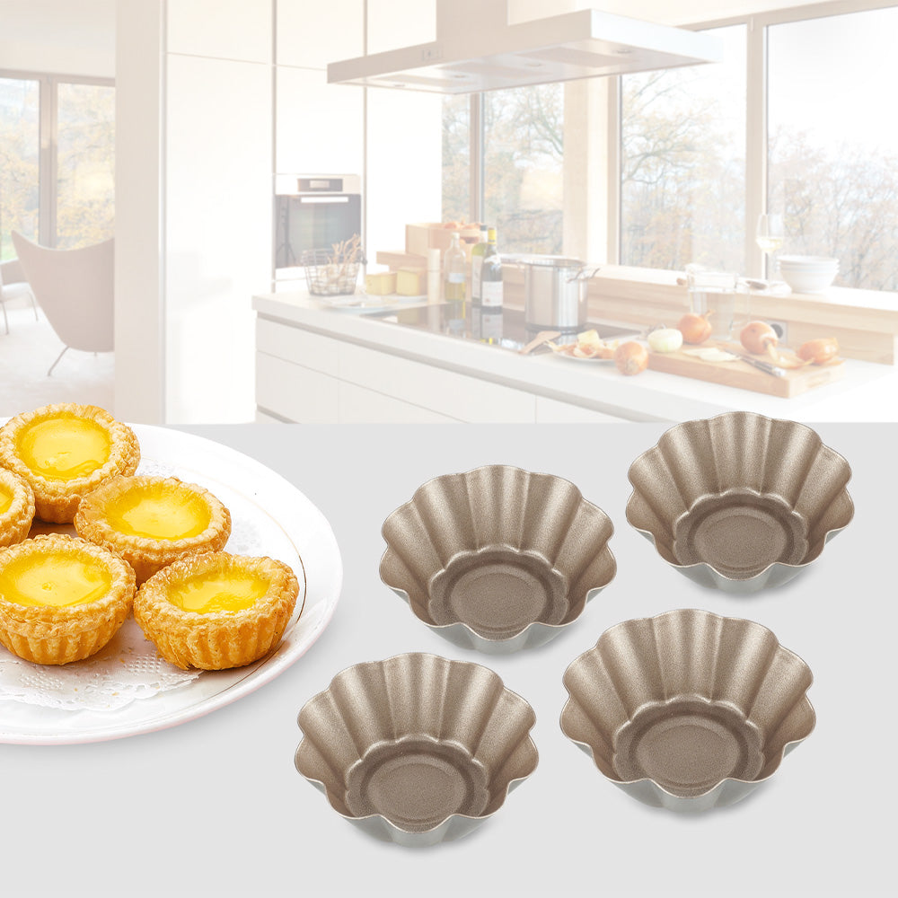 3"金色花形蛋撻模 (4件裝)