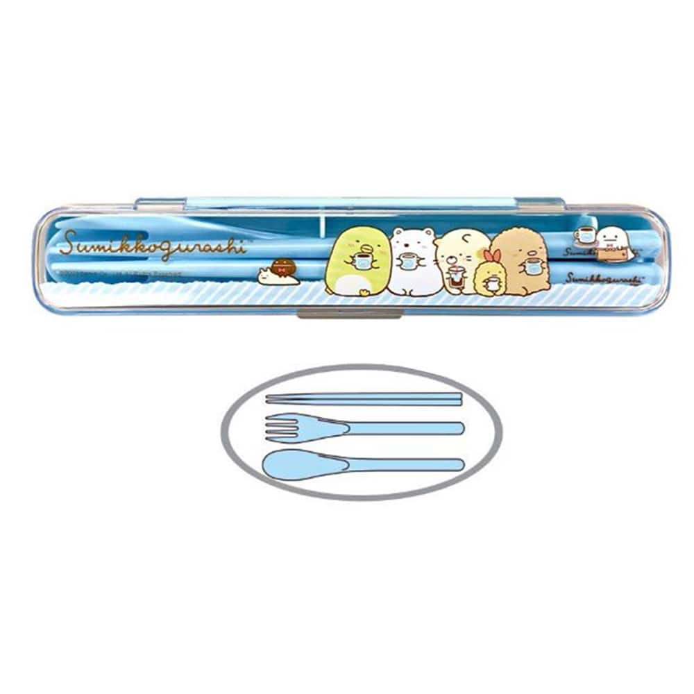 Sumikko Spoon and Chopsticks Utensil Set with Case for Kids, Antibacterial  Material