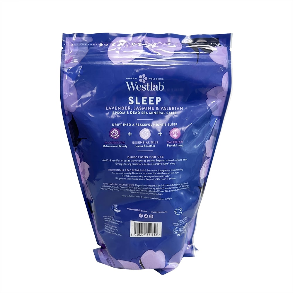 Westlab 100%純天然舒眠浴鹽 包裝背面