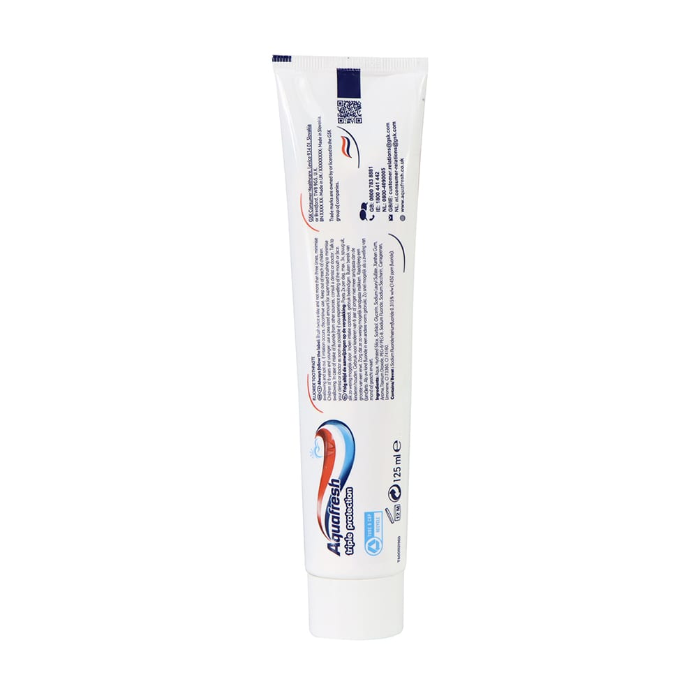 Aquafresh 家護 三重修護牙膏 包裝背面