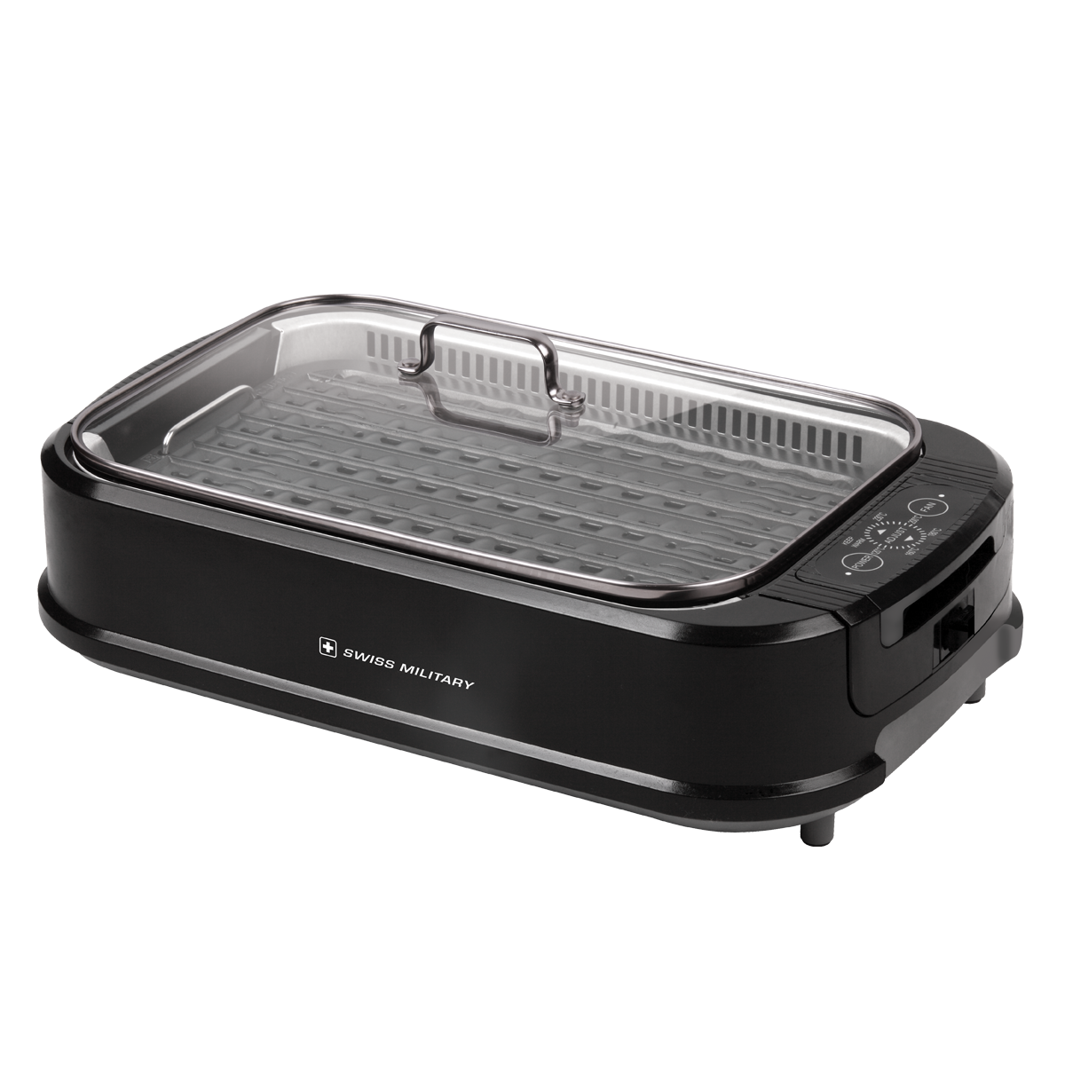 Swiss Military Smokeless Grill with Glass Lid